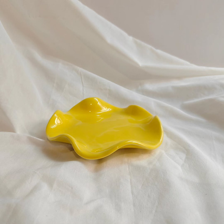شیرینی خوری سرامیکی دستساز رنگ زرد تولید ناب سرامیک