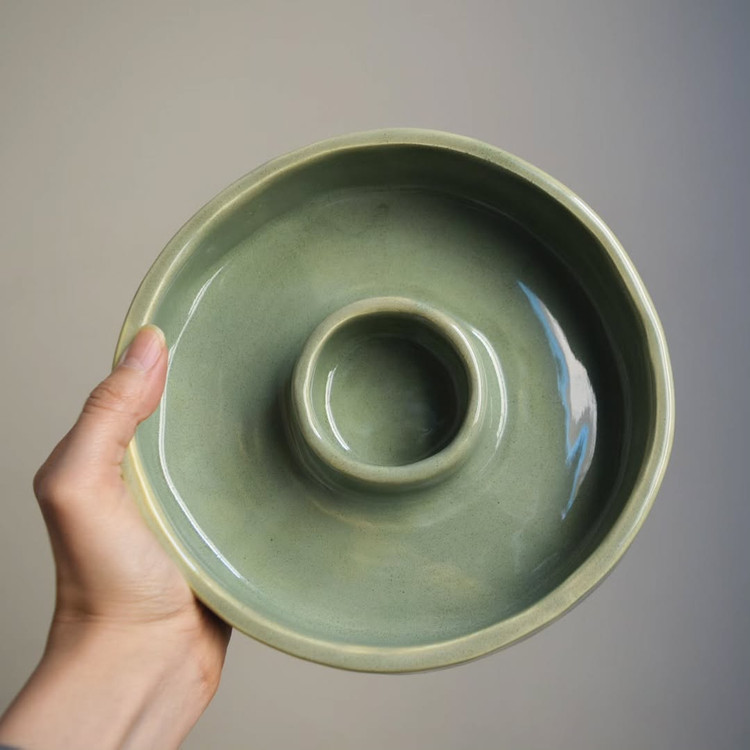 ظرف مزه خوری و اردو خوری سرامیکی دستساز مدل گرد رنگ سبز خرید مستقیم از ناب سرامیک