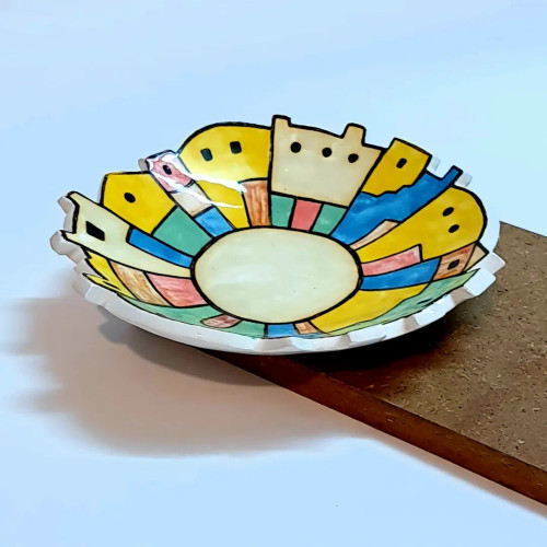 بشقاب سرامیکی خاص مدل شهر دستساز تولید ناب سرامیک