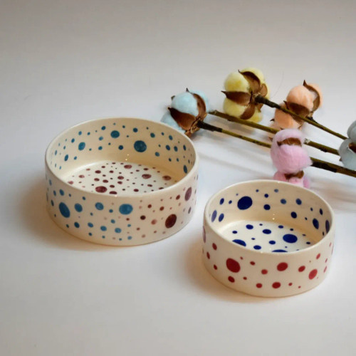 ست کاسه سرامیکی (ظرف پذیرایی) دستساز قطر 11 و 14 سانتیمتر