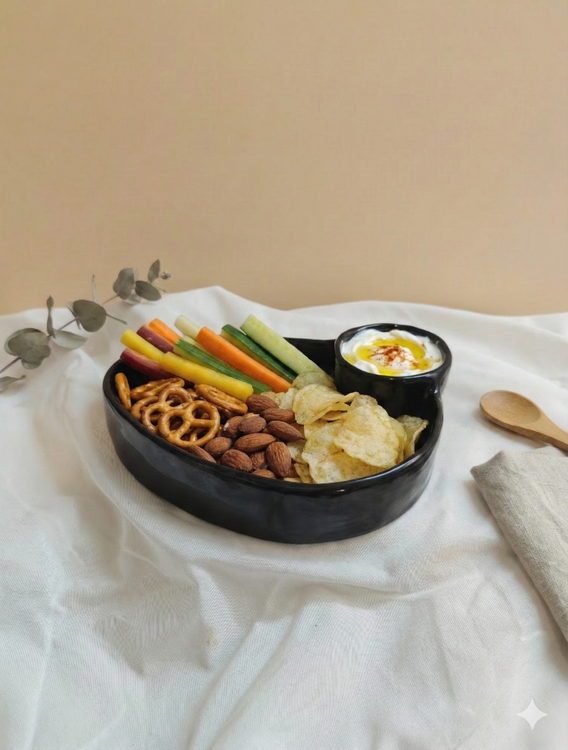 ظرف تنقلات و چیپس خوری رنگ مشکی براق از ناب سرامیک