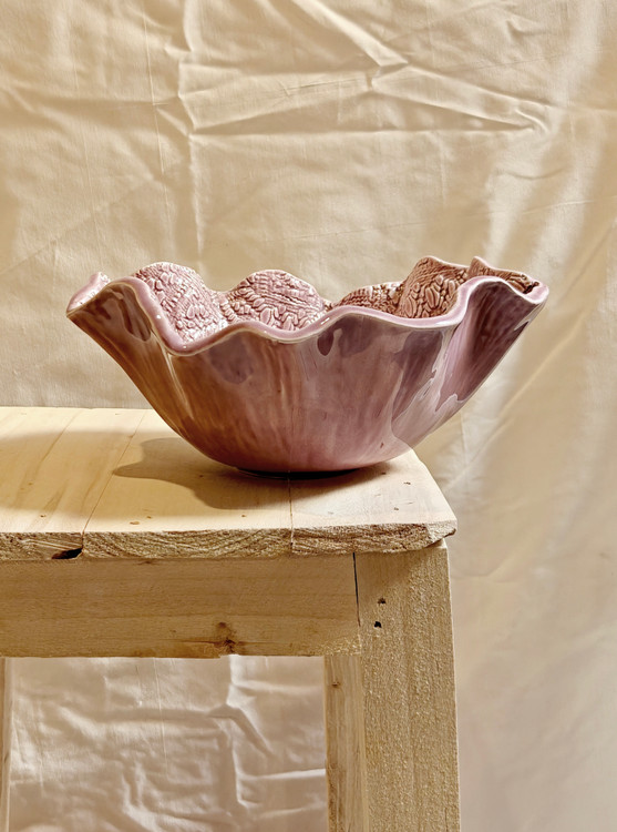 شکلات خوری سرامیکی مدرن مدل داخل برجسته رنگ یاسی از ناب سرامیک