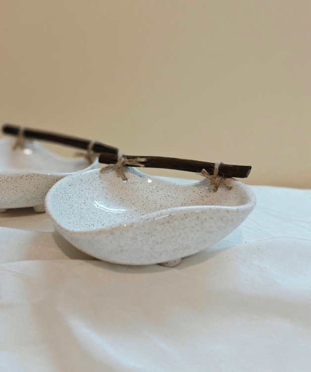 کاسه سرامیکی دفورمه ترکیب با چوب