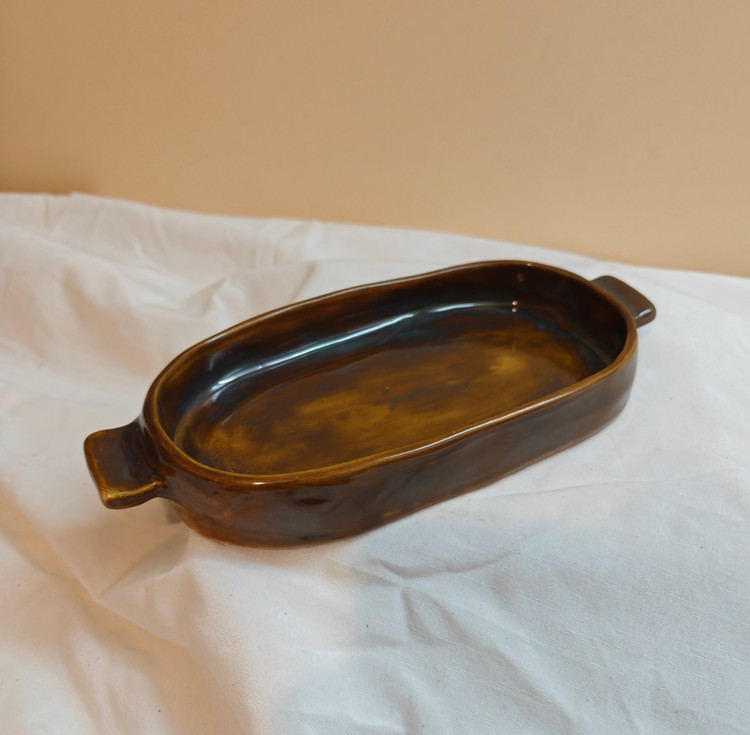 ظرف پذیرایی لعاب قهوه ای افکت دار