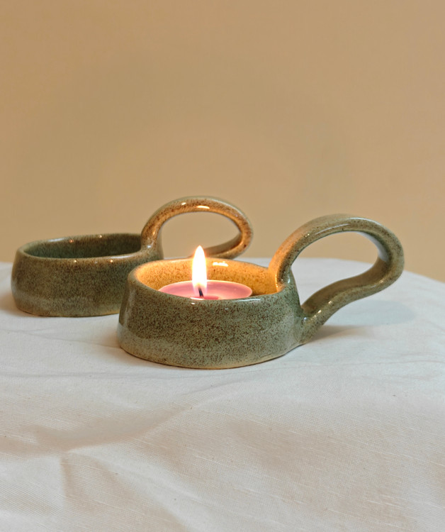 جاشمعی سرامیکی دستساز مدل دسته دار مناسب شمع وارمر از ناب سرامیک