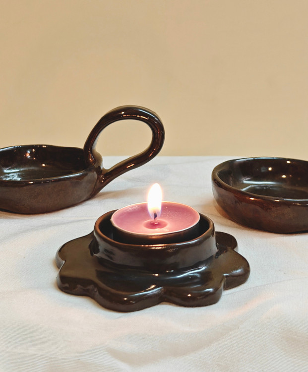 جاشمعی سرامیکی دستساز مدل گل برای شمع وارمر