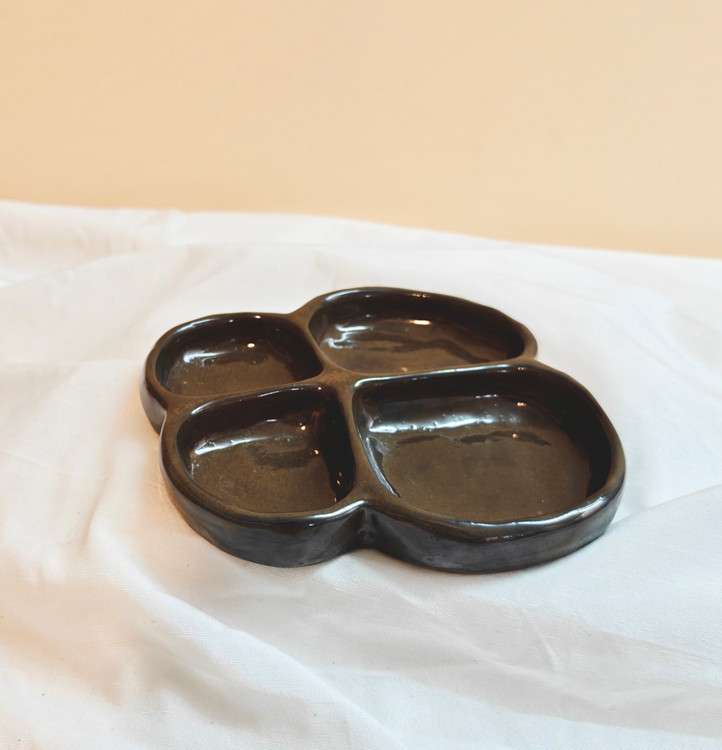 ظرف سرو اردو سرامیکی و دستساز رنگ قهوه ای