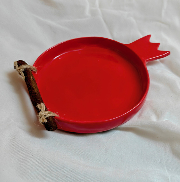 ظرف سرامیکی مدل انار رنگ قرمز تولید کارگاه ناب سرامیک