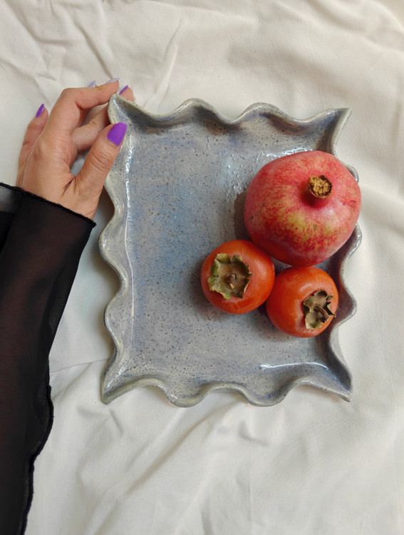 ظرف شیرینی خوری سرامیکی خاص رنگ آبی از ناب سرامیک