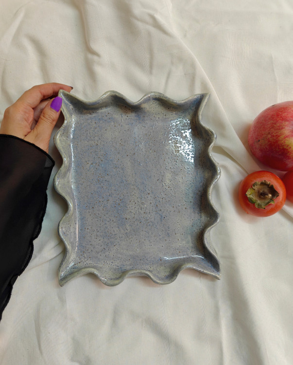 ظرف پذیرایی و شیرینی خوری سرامیکی خاص رنگ آبی از ناب سرامیک